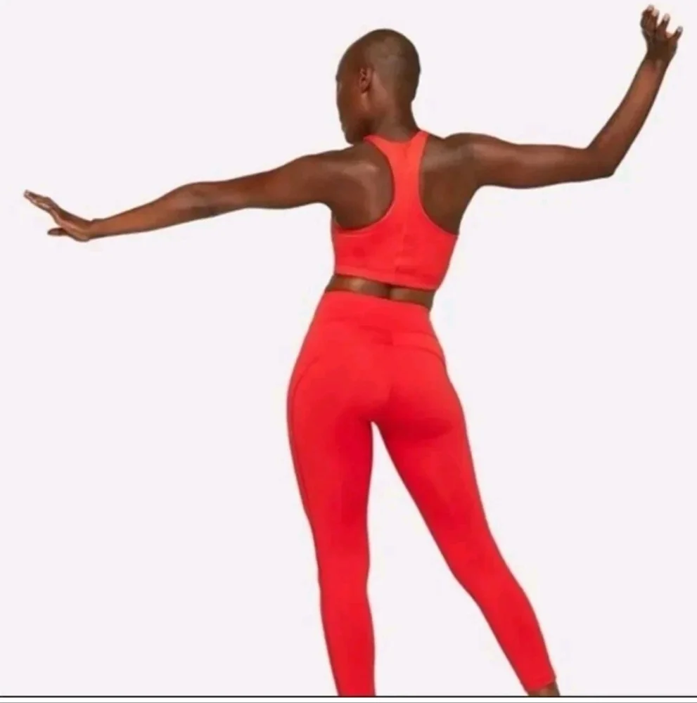 Outdoor Voices TechSweat Move Free Crop Top Bra and leggings red xs - Picture 3 of 14